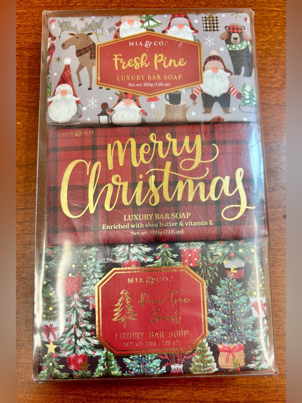Mia & Co Fresh Pine Luxury Bar Soap Gift Set - Red/Green Holiday Trio 7.05 each